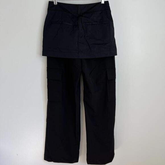 Brand New Zara Women's XS Black Skirt Front Full Zipper Wide Leg Pants 4391/507 - Picture 4 of 13